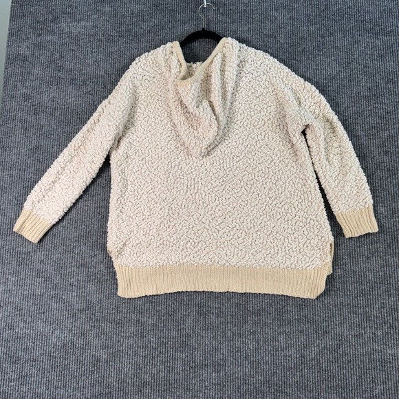 Miracle Womens M Cream Textured Hoodie Knit‎ Pullover Cozy Sherpa Style Sweater - Picture 4 of 9